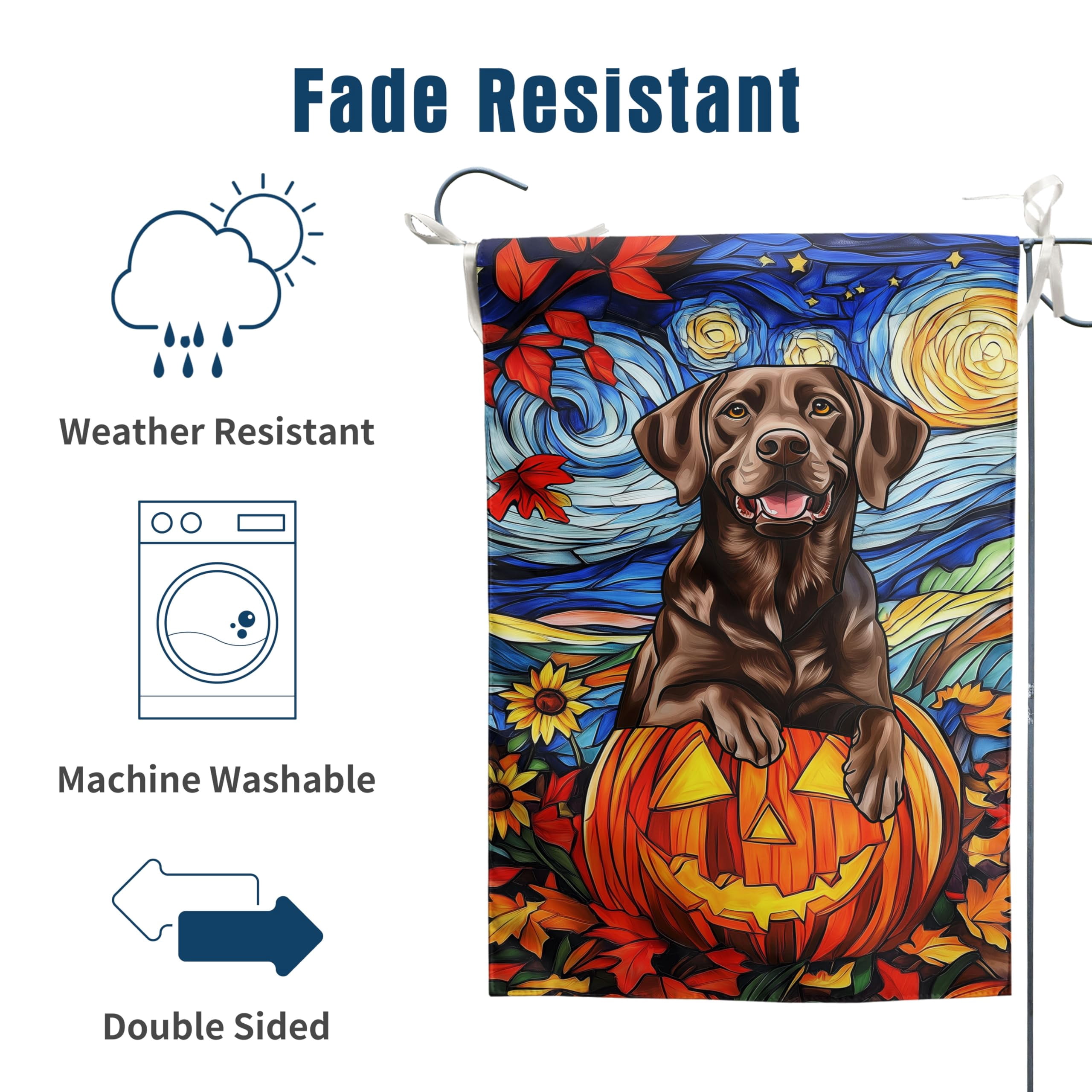 4th of July Chocolate Lab Garden Flag Red White Blue Floral Labrador Dog Yard Flags Small Memorial Independence Day Banner 12x18 Double Sided for Outside Outdoor Patriotic Decor