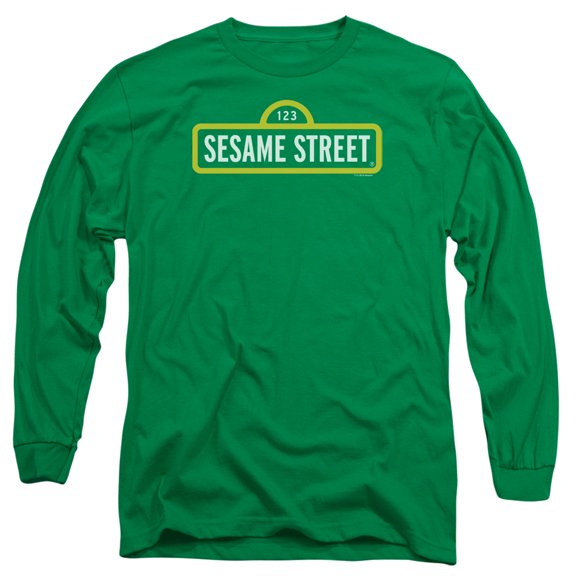 Sesame Street Logo Long Sleeve Adult 18/1 T-Shirt Kelly Green