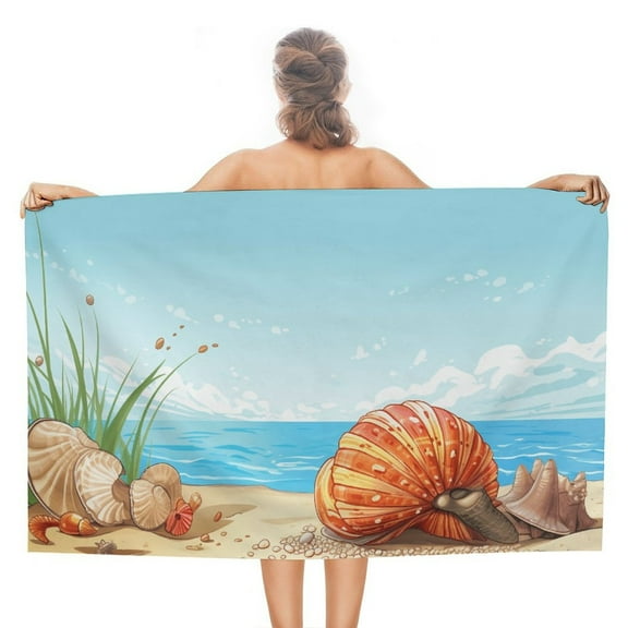 Seashell On The Beach Beach Towel – with A Unique Design, Extra Large,XL (32”x 63”) for Kids & Adults