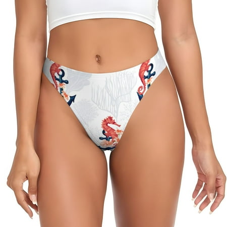 Sigee Sea Horse And Corals1 for Women s G-String Panty  Low Rise  Soft Lace Perfect for Everyday Wear or Special Occasions-Small