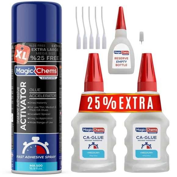 Pegamento de cianoacrilato Magic Chems CA Glue con activador, 100 ml