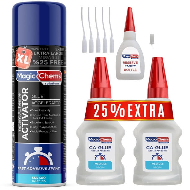 Pegamento de cianoacrilato Magic Chems CA Glue con activador, 100 ml