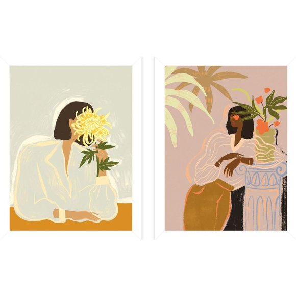 Arty Guava The Chrysanthemum Waiting Framed Print Set (Pack of 2)