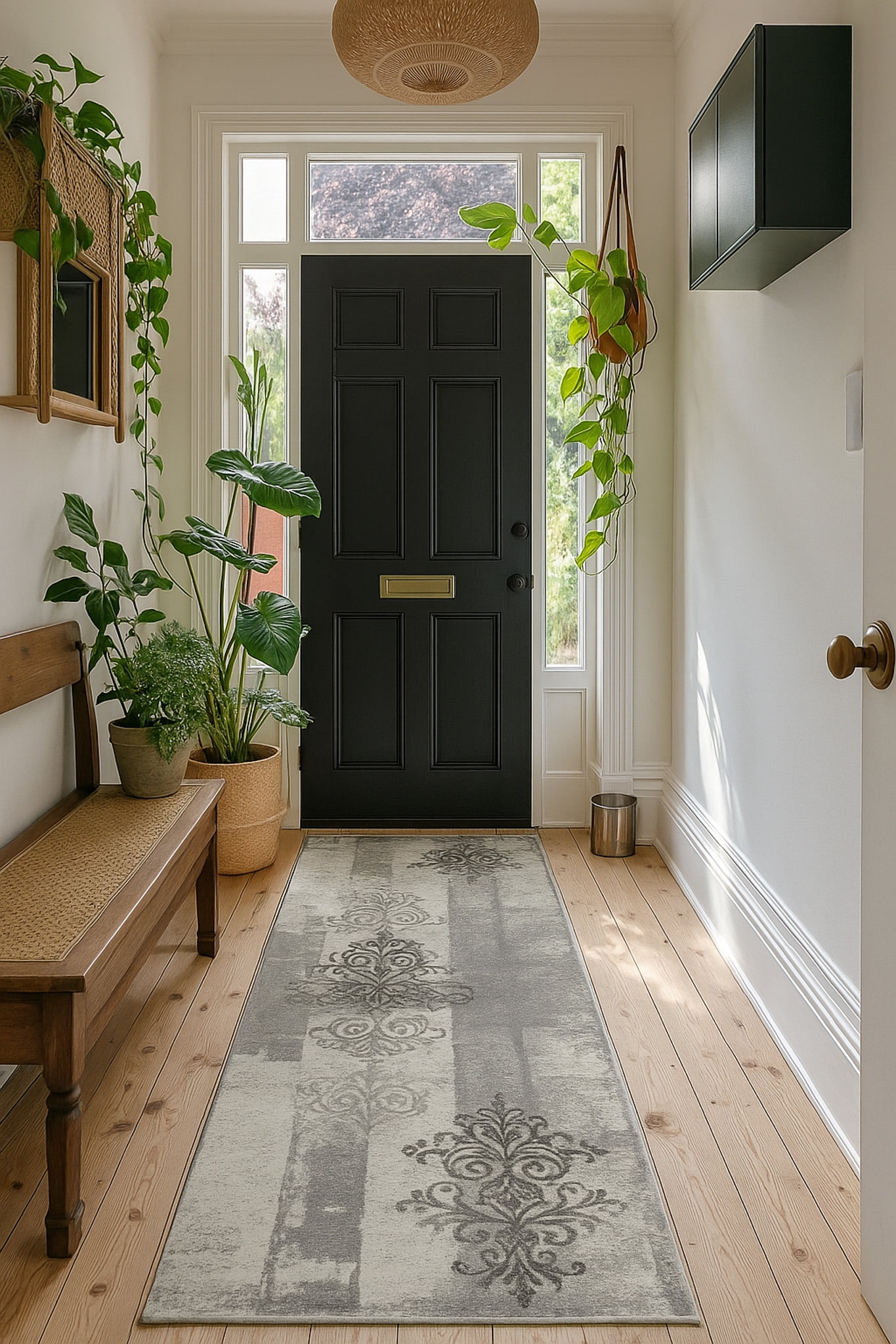 Rug Branch Montage Collection Modern Damask Runner Area Rug