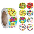 thumbnail image 1 of HLONK Handmade Scrapbook Happy Birthday Adhesive Round Label Happy Birthday Stickers, 1 of 12