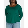 thumbnail image 4 of Terra & Sky Women's Plus Size Scoop Neck Tee with Long Sleeves, Available in 1 and 3-Packs, Sizes 0X-5X, 4 of 4