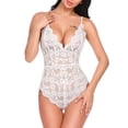 thumbnail image 1 of Lencería sexy de talla grande con tirantes, multicolor, escote en V profundo, transparente, de una pieza en el interior, 1 of 6
