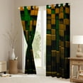 thumbnail image 3 of Feelyou Pixel Grid Miners Curtains Pack of 2 (42x84 Each), Video Games Plaid Lattice Curtains Blackout, Modern Check Green Brown Bedroom Curtains, Black Out Curtains Decor, 3 of 6