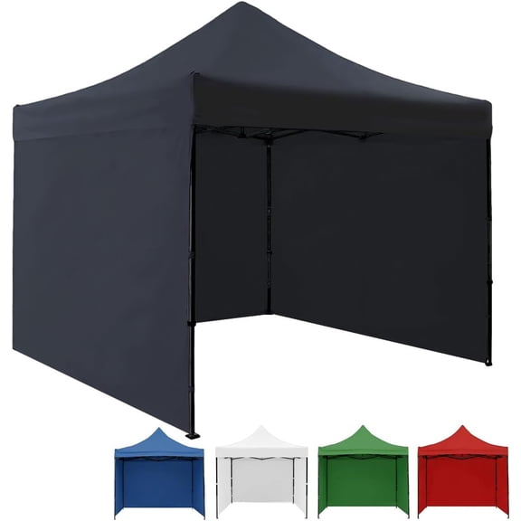 Carpa Toldo 3x3 Metros con Paredes Reforzado Plegable Impermeable Facil Armado Y Transporte para Jardín Casa Exterior Uso Rudo Acero Lona (Negro)