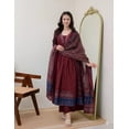 thumbnail image 2 of KLOSIA Women's Rayon Printed Anarkali Kurta and Pant with Dupatta Set  - Indian Ethnic Traditional Wear Anarkali Kurta Set, 2 of 7