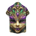 thumbnail image 6 of KeShDi Mardi Gras Shirts for Men Button Down Tshirts Short Sleeve Men Casual Fashion Turndown Collar Printing Short Sleeve Button Shirt Blouse Purple XL, 6 of 6