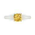 thumbnail image 2 of 1.0ct cushion cut yellow Zircon 18k white gold Bridal Wedding Engagement Promise Anniversary Ring for Women size 10.25, 2 of 7