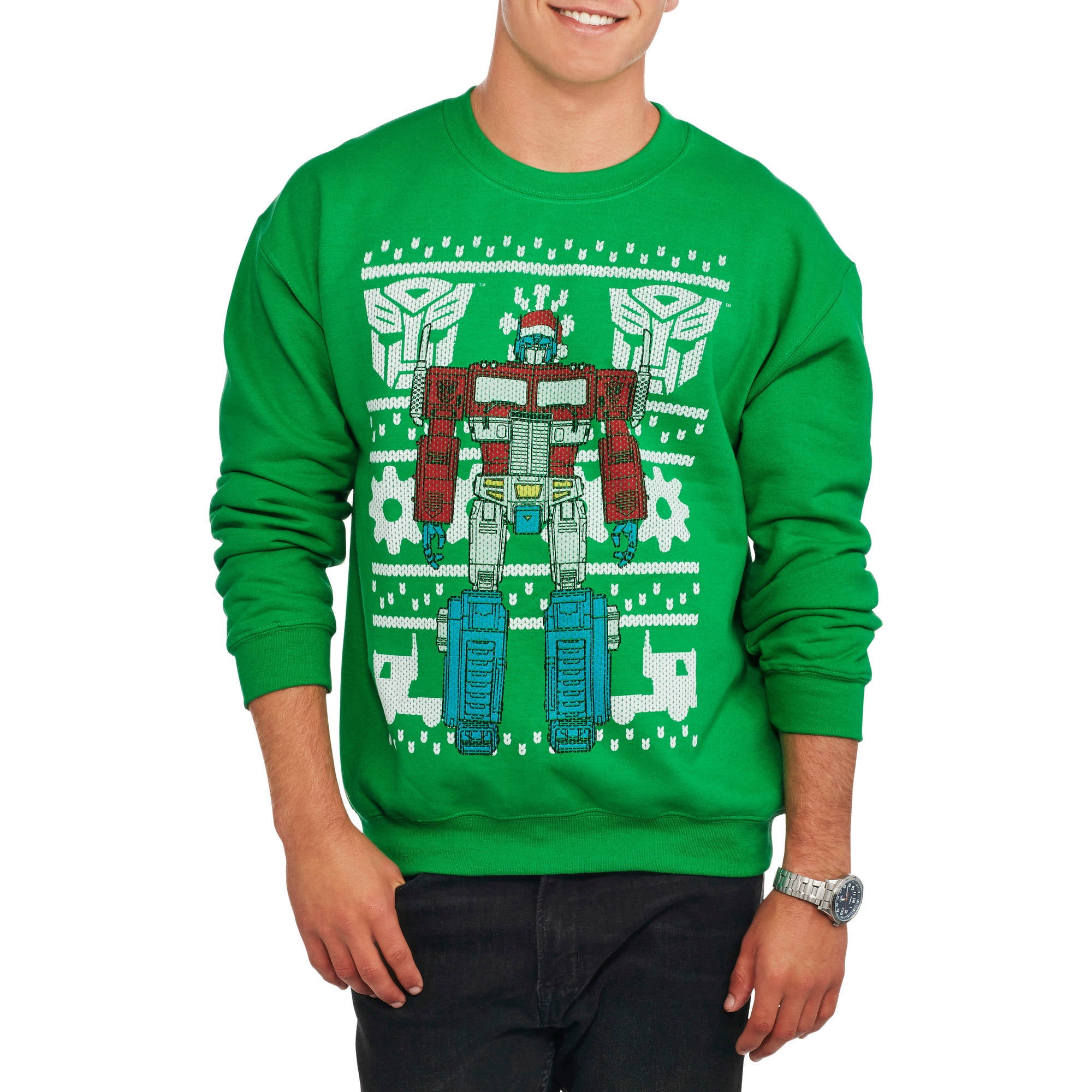 Transformers autobots optimus prime ugly Christmas sweater Men s crew neck graphic sweatshirt Walmart