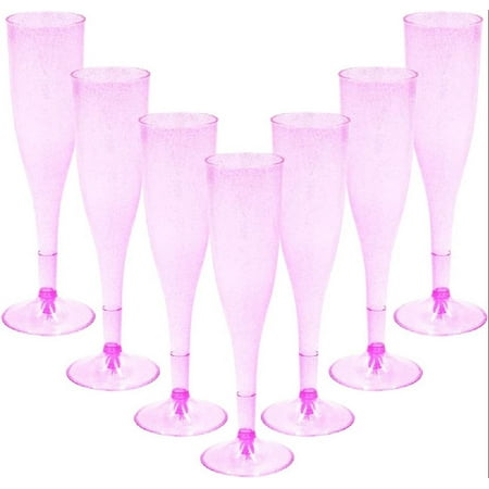 

Pink Glitter Plastic Pink Wine Glasses 30 Pack Champagne Flutes Disposable for Valentine s Day Plastic Champagne Flutes Mimosa Bar Glasses