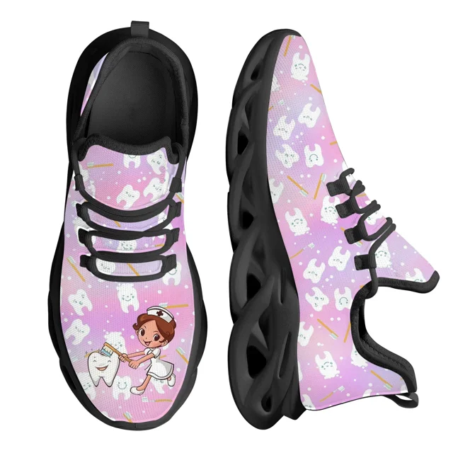 Zapatos casuales para mujer, zapatillas ligeras de malla con diseño de dientes y enfermera, tenis para mujer