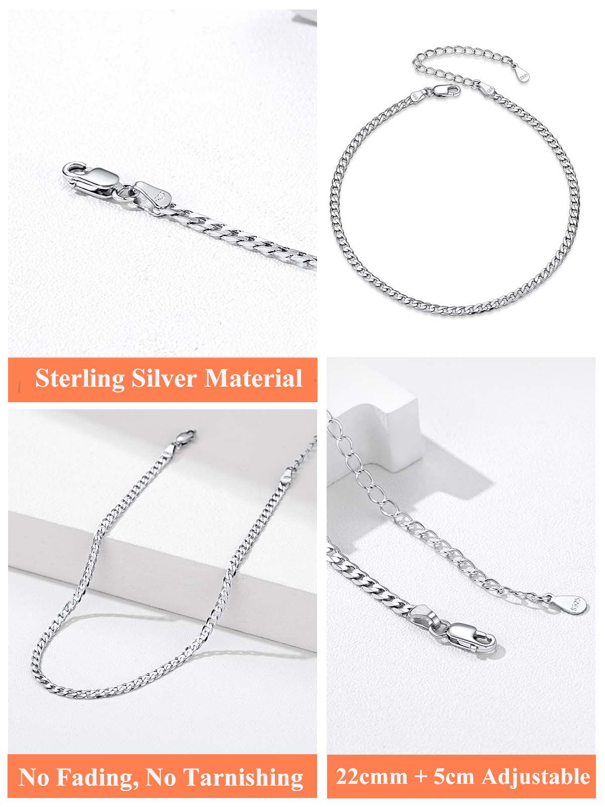 Silvora Cuban Link Sterling Silver Anklet photo 6
