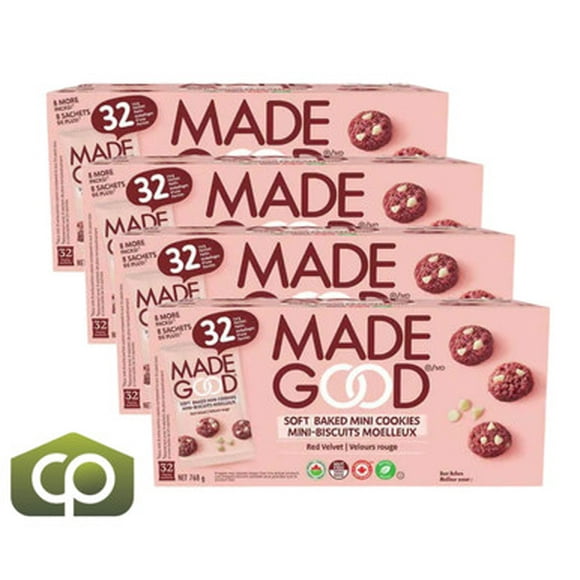 MadeGood Biscuits Mini en Velours Rouge Doux pour Fête, 32 24 g (4/caisse)