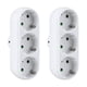 thumbnail image 1 of Pack de 2 adaptadores de enchufe de 3 vías enchufe múltiple de 3 vías tomas distribuidoras múltiples 16A/250V, 1 of 5