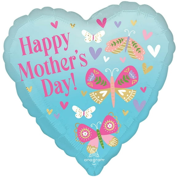 18 inch Happy Mother's Day Butterflies Anagram Foil Mylar Balloon - Party Supplies Decorations