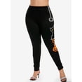 thumbnail image 2 of Rosegal Women's Plus Size Pumpkin Cat Spider Print Halloween Leggings, 2 of 4