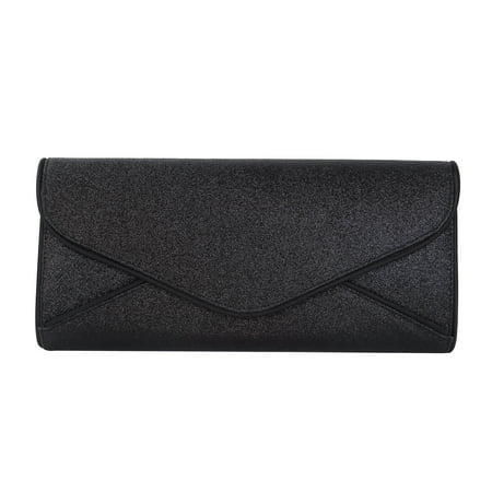 Metallic Leather Flap Clutch - Premium Large Metallic Glitter Envelope Flap Clutch Evening Bag