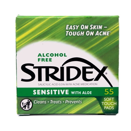 Stridex Sensitive Skin Acne Medication Pads, Salicylic Acid 0.5%, 55 Count