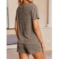 thumbnail image 4 of Avidlove Women Ribbed Knit Pajama Set Short Sleeve Top and Shorts Sleepwear Lounge Set Two Piece Shorts Outfits Set Loungewear S-XXXL, 4 of 7