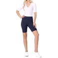 thumbnail image 4 of Women's High Waist Cotton Stretch Solid Casual Active Biker Short Pants, 4 of 5
