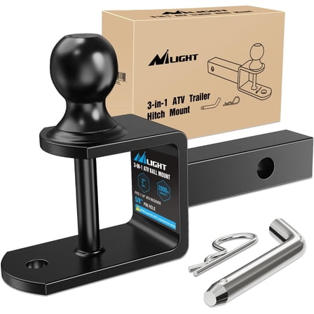 Nilight 3 in 1 ATV UTV Multi Hitch Mount with 2 inch Ball Hitch Rated 2000 LBS Fits 1-1/4" Receiver Winch Strap Loop Rated 5000 LBS