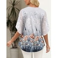 thumbnail image 5 of ONLYSHE Womens Crew Neck Flowy T Shirts Short Sleeve Pleated Ruffle Summer Tunic Tops Loose Fit Henley Blouse, 5 of 6