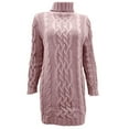 thumbnail image 4 of Women's Turtleneck Sweater Solid Colour Long Sleeve High Neck Warm Knitted Woolen Autumn & Winter Keep Warm Stretch Ribbed Jacquard Thickening Top Knitted Sweaters for Women Oversized Baggy Sweater, 4 of 4