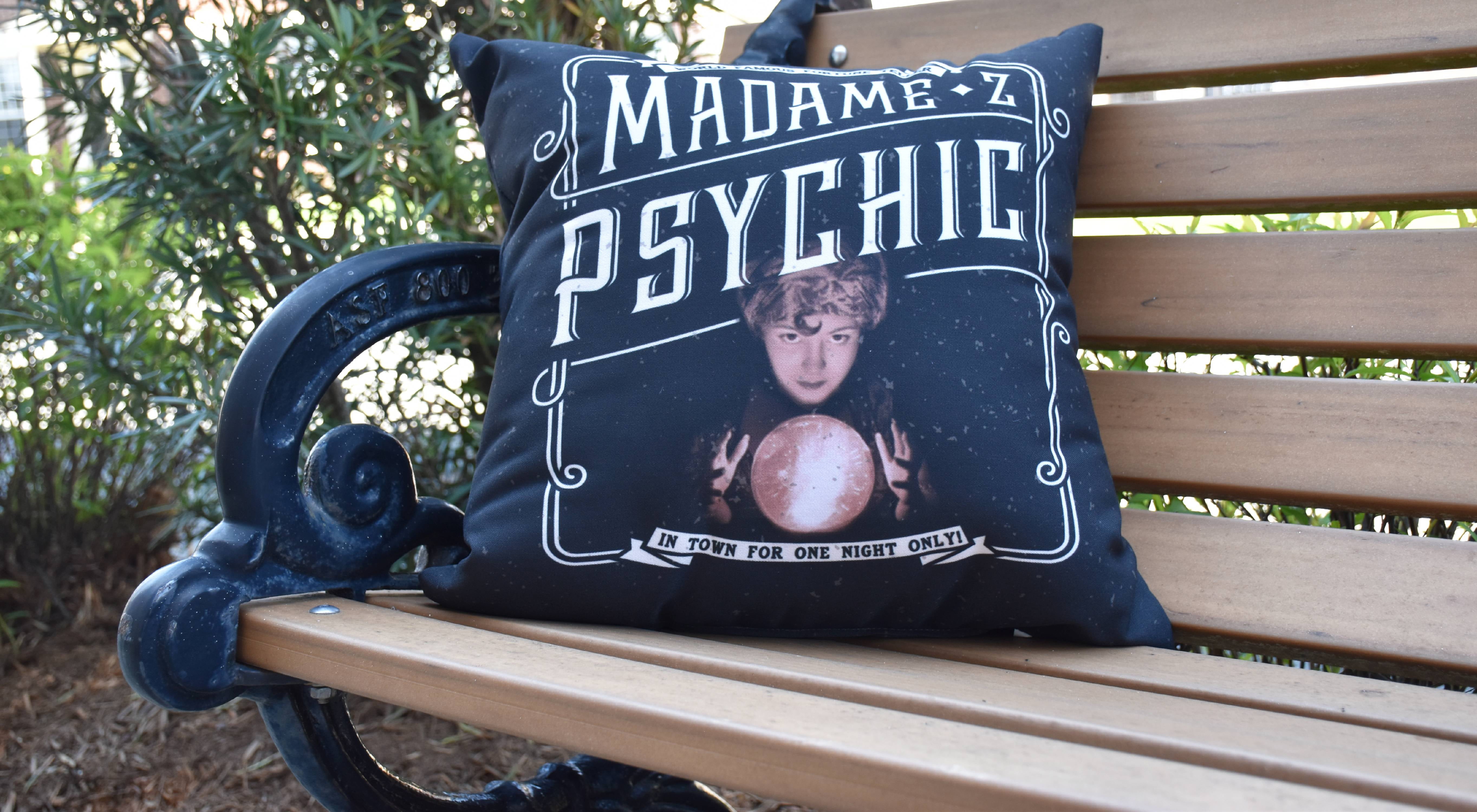 Simply Daisy, 20" x 20" Madame Psychic Cream Halloween Print Decorative Throw Pillow