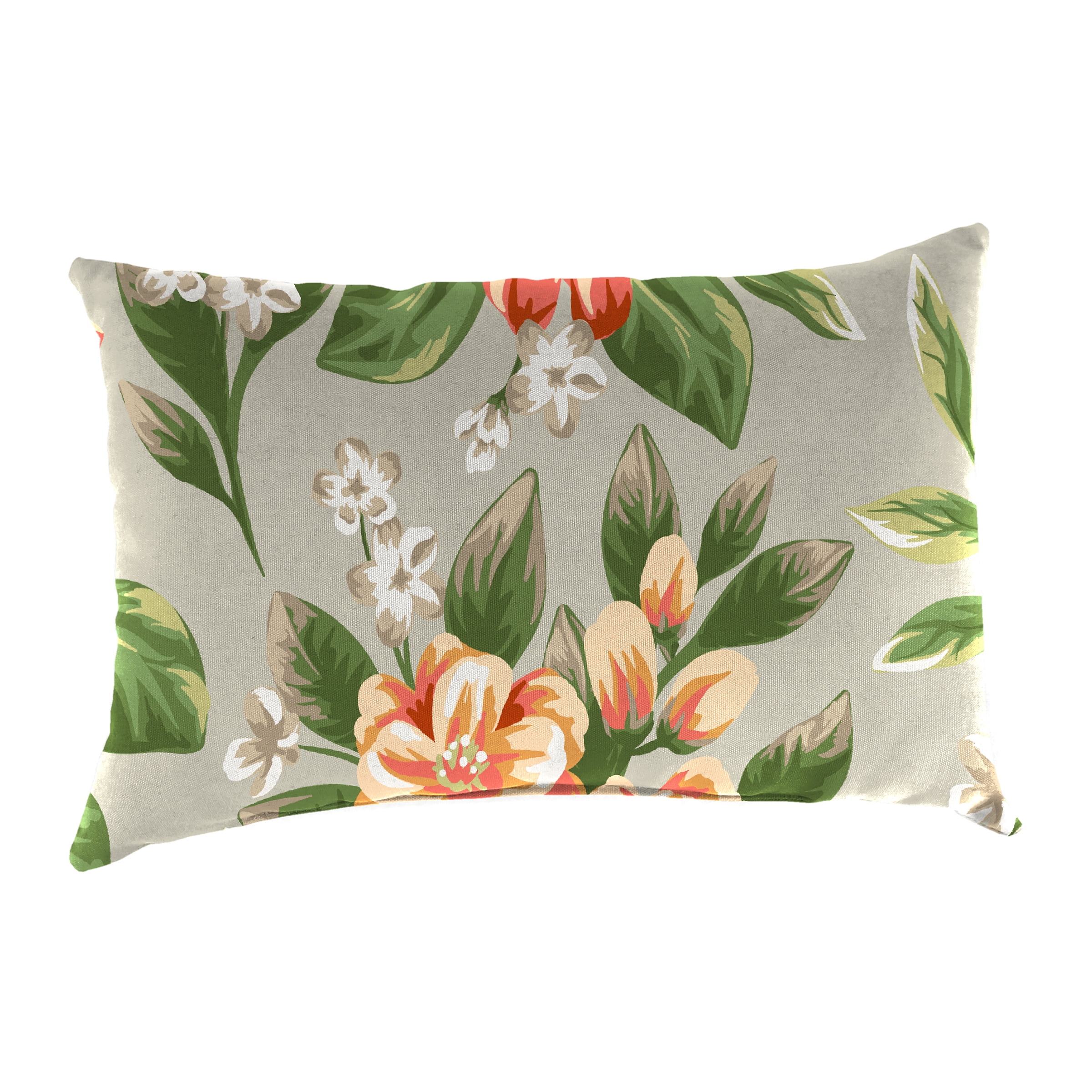 Jordan Manufacturing 12" x 18" Tori Cedar Grey Floral Rectangular Outdoor Lumbar Throw Pillow (2 Pack)