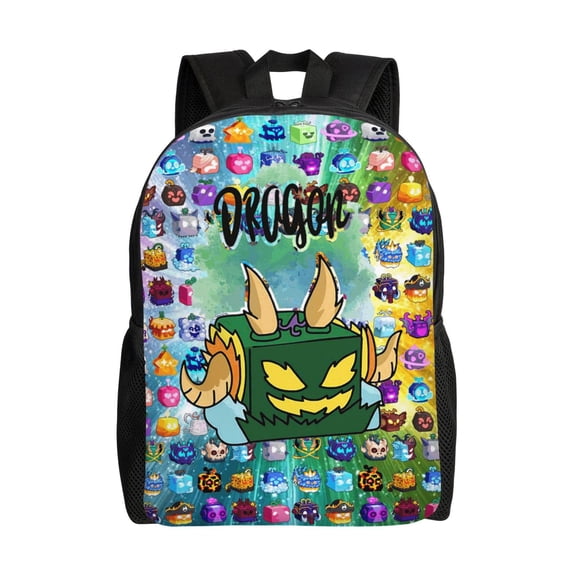 Dragon Blox Fruits Large Backpack Lightweight Laptop Bag Daypack Bookbag Travel Backpack for Men Women