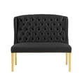 thumbnail image 3 of Best Master Furniture Hana 43" Velvet & Steel Dining Bench in Black/Gold, 3 of 4