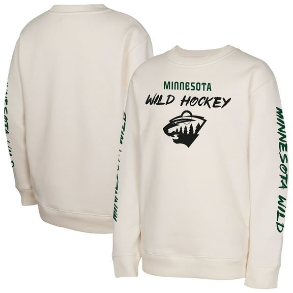 Youth Cream Minnesota Wild Star Power Pullover Sweatshirt