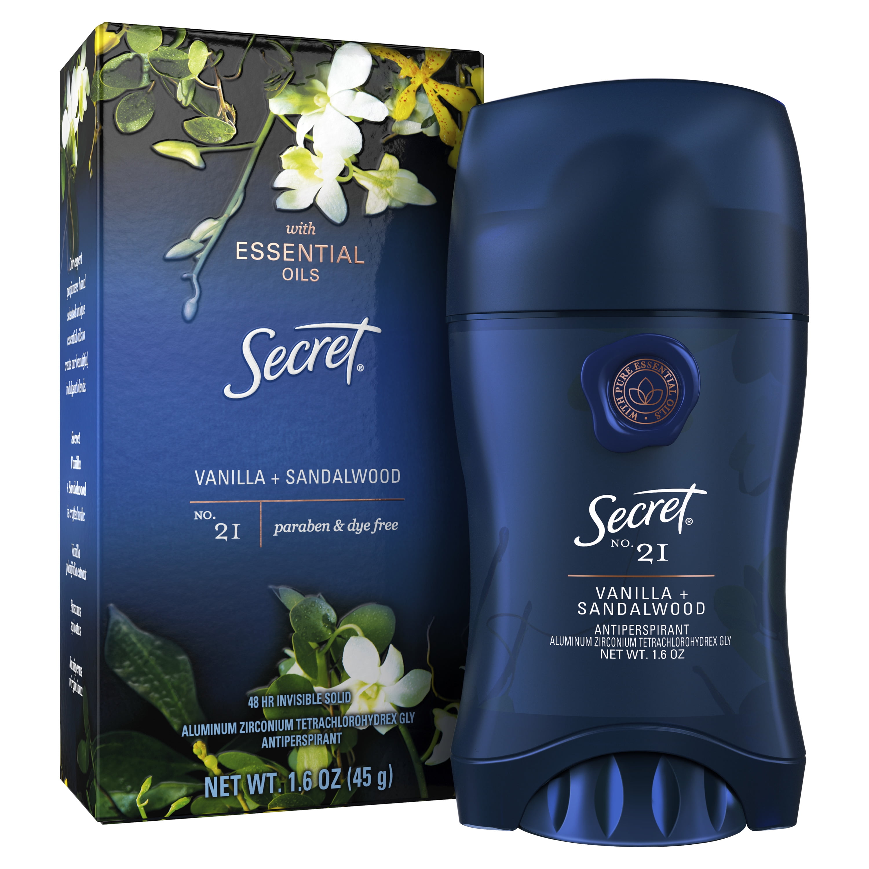 Secret Antiperspirant Deodorant with Essential Oils Vanilla Sandalwood