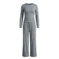 thumbnail image 3 of Women's Pajama Sets 2 Piece Sleepwear Lounge Set Long Sleeve Top & Matching Joggers, 3 of 3