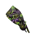 thumbnail image 2 of Voska Women's Halloween Printed Ponytail Scrub Cap Cotton Adjustable Work Hat Salon Spa Nursing Housework Full Coverage Cap Green one size, 2 of 6