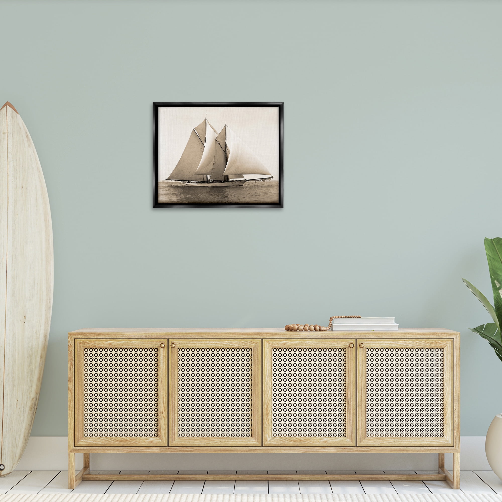 Stupell Industries Vintage Marine Ship Transportation Photography Black Floater Framed Canvas Art Print Wall Art, 31 x 25