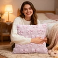 thumbnail image 4 of Valentines Day Soft Plush Love Bow Pillowcase, Faux Fur Wool Decorative Anniversary Pillow Cover for Sofa Home Decoration, 17.7x17.7in, 4 of 6