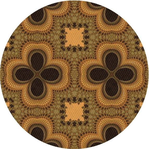 Ahgly Company Indoor Round Patterned Blood Night Red Area Rugs, 4' Round