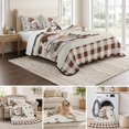 thumbnail image 6 of Full Quilt Set 78''x90'', Coffee Gnomes Lightweight Summer Bedspread Coverlet Set with 2 Pillow Shams, Farmhouse Brown Plaid Teacup Beans Breathable All Season Quilt Bedding for Bedroom/Guest Room, 6 of 9