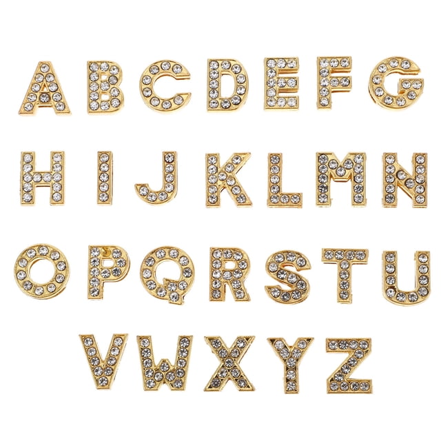 26 Pcs Lettres en Strass Perles de Charme en Alliage pour Bracelets