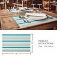 thumbnail image 3 of Placemats Set of 6, Teal Khaki Striped Woven Placemat, Linen Place Mats for Kitchen/Dining Tables, Farmhouse Stripes Modern Abstract Art Washable Table Mats for Party, 3 of 8