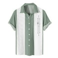 thumbnail image 2 of Mens Hawaiian Shirt Short Sleeve Waffle Texture Cuban Collar Casual Summer Beach Vacation Relaxed Fit Tops Mint Green 7XL, 2 of 4