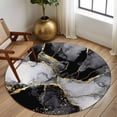 thumbnail image 2 of Round Rug 5Ft Washable Non-Slip, Black Grey Marble Circle Area Rugs for Living Room Bedroom, Modern Gradient Abstract Aesthetic Indoor Floor Mats Carpet Runner for Home Decor Aesthetic, 2 of 8