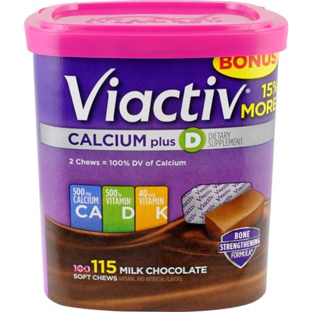 Fiber Supplement Plus Calcium - Viactiv Calcium Plus D Dietary Supplement Milk Chocolate Soft Chews, 100 Ct