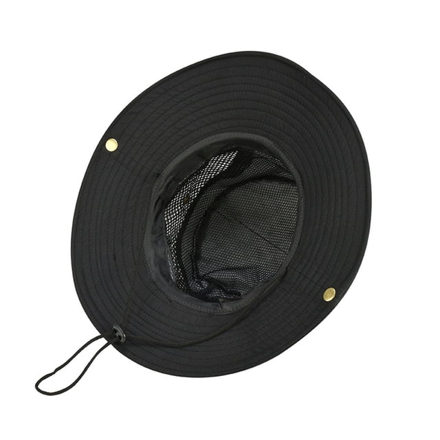 Sombrero de pescador para hombre, protección solar para la cara, protección UV, ala grande, verano, pesca al aire libre, negro