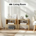 thumbnail image 3 of CHITOOMA Set of 2 Bamboo Nightstand Stackable Sofa Table Bedside Table with Storage Shelf Living Room, Bedroom, Nature, 3 of 8